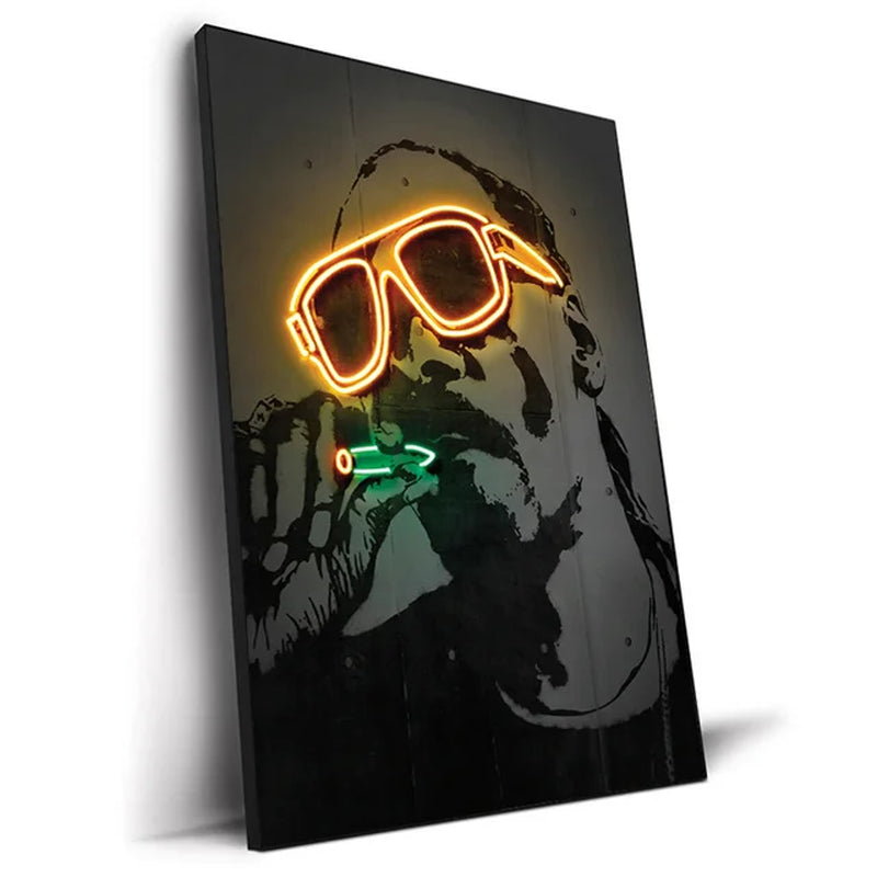 Neon Rapper Star Posters: Abstract Hip Hop Singers Wall Art Canvas Painting for Home or Bar Decor