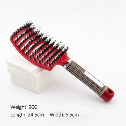 Professional Salon Hairdressing Bristle Scalp Massage Comb for Girls - Wet Curly Detangling Hair Brush for Barber Styling Tools