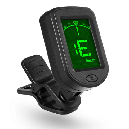 Universal Clip-On Electronic Tuner for Guitar, Bass, Ukulele, Violin, Mandolin, and Banjo