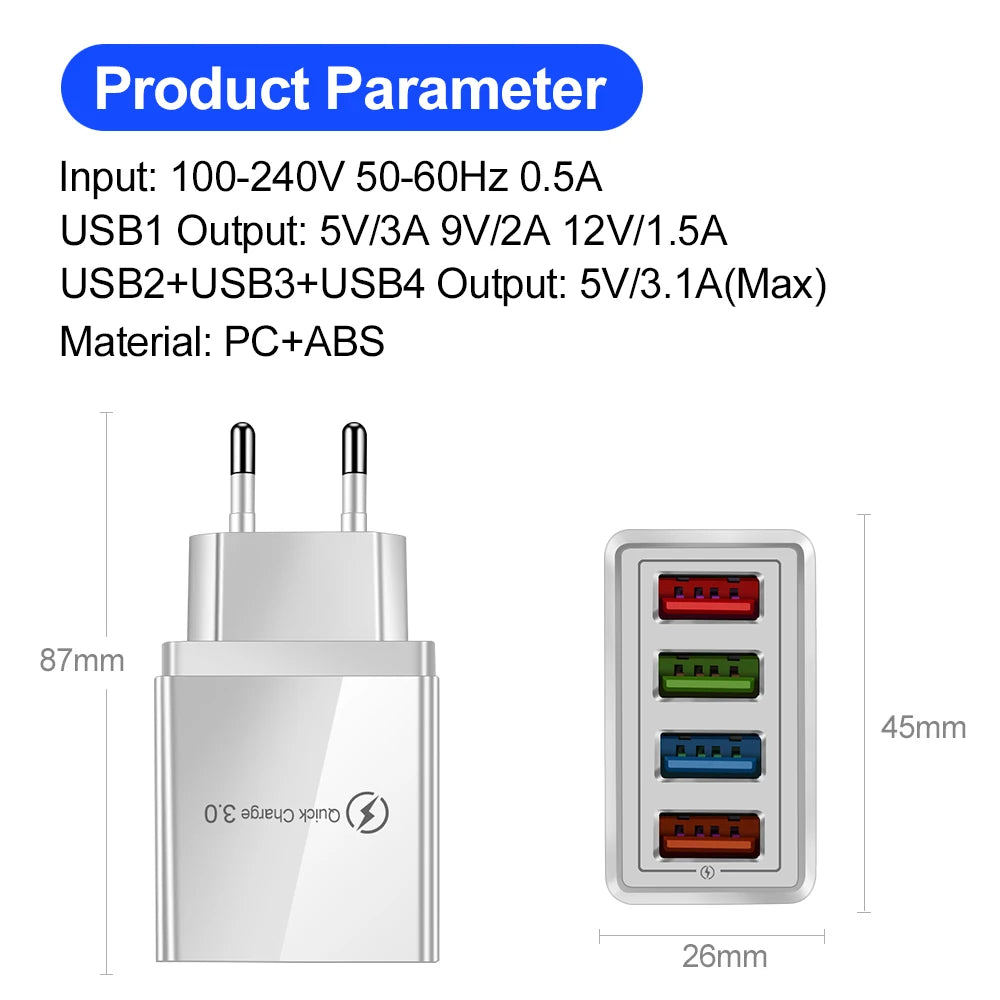 Xiaomi USB PD Charger with Quick Charge 3.0 for iPhone, Samsung, Xiaomi Tablets - Fast Charging Adapter with EU/US Plug