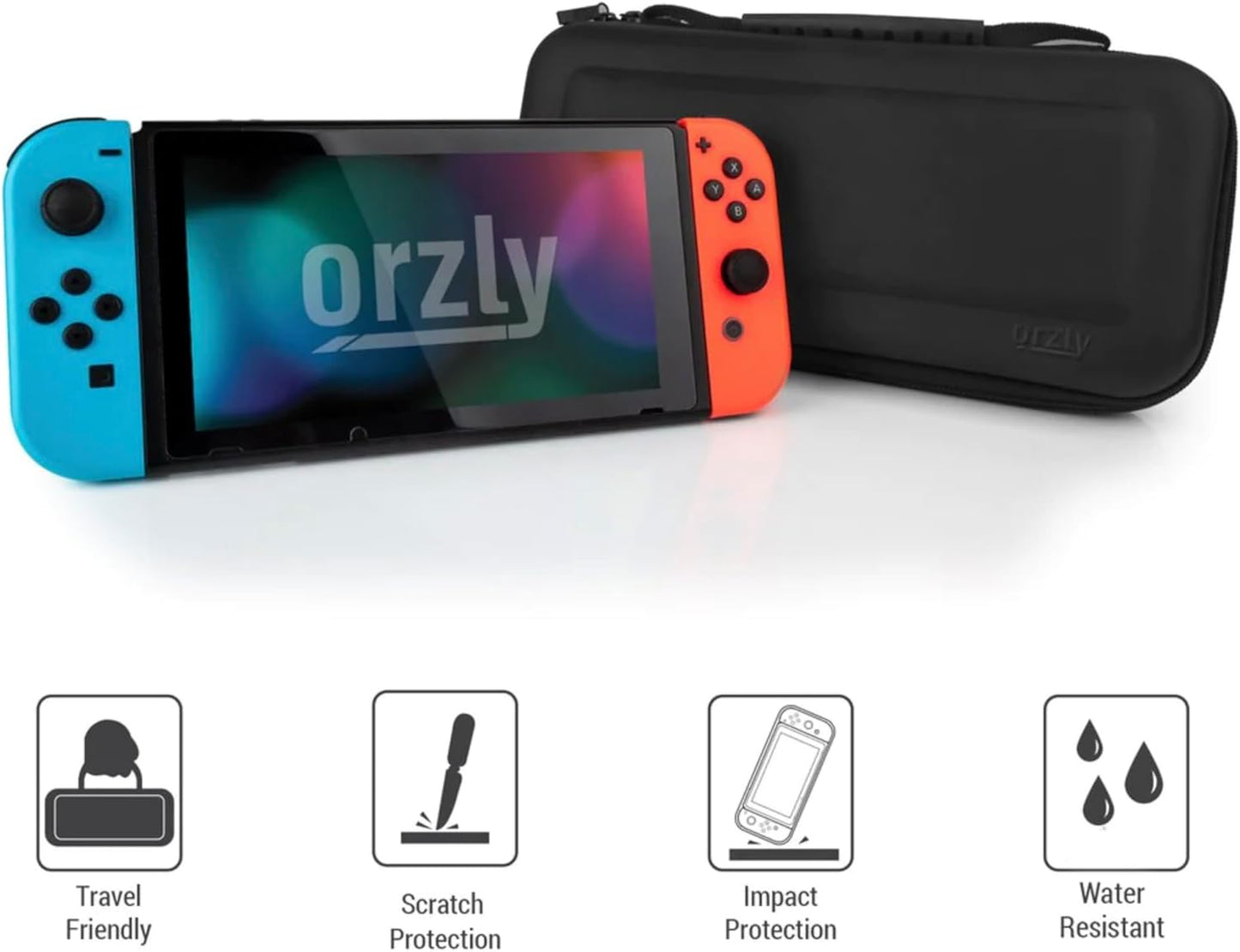 Carry Case for Nintendo Switch and Switch OLED Console - Durable Portable Travel Shell with Accessory and Game Storage Pockets