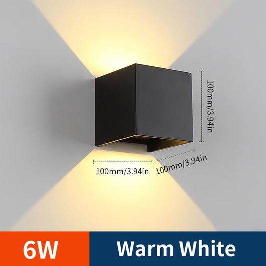 Modern LED Wall Lamp with Adjustable Cold White/Warm White Lighting - 6W, AC110V/220V - Surface Mounted Cube Design for Indoor/Outdoor Garden and Porch Lighting