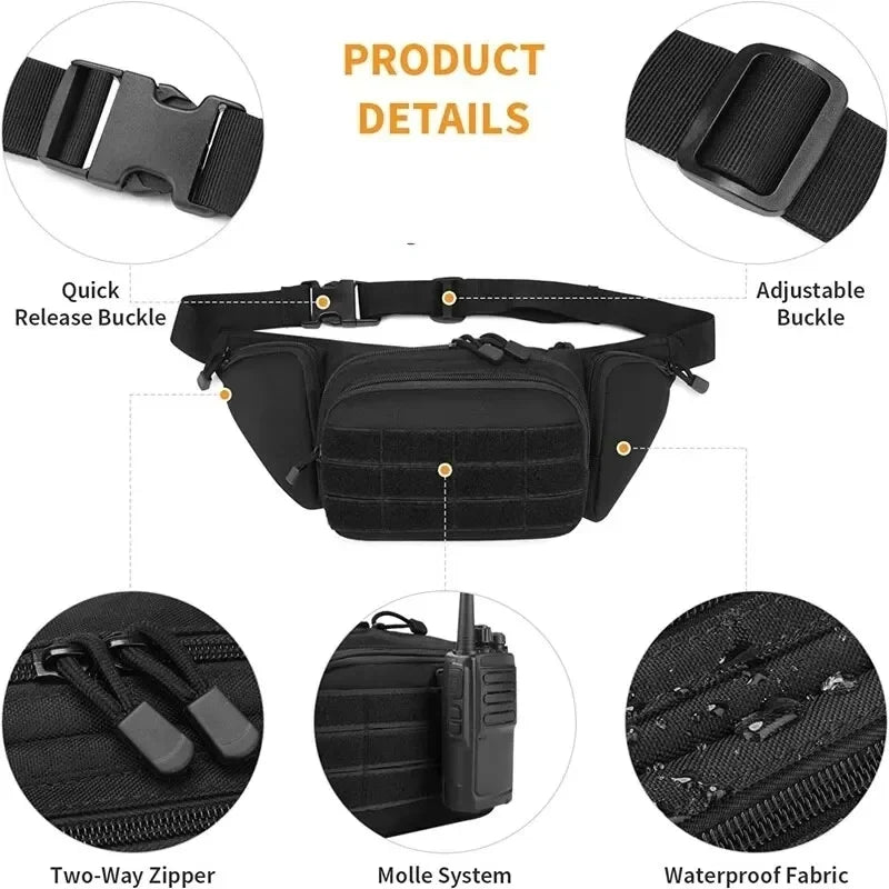 Tactical Multi-Function Nylon Waist Pack for Men - High-Capacity Camo Sports Bag