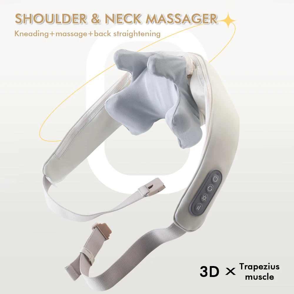 Wireless Neck and Back Massager with Shoulder Kneading Massage for Neck Cervical Relaxation