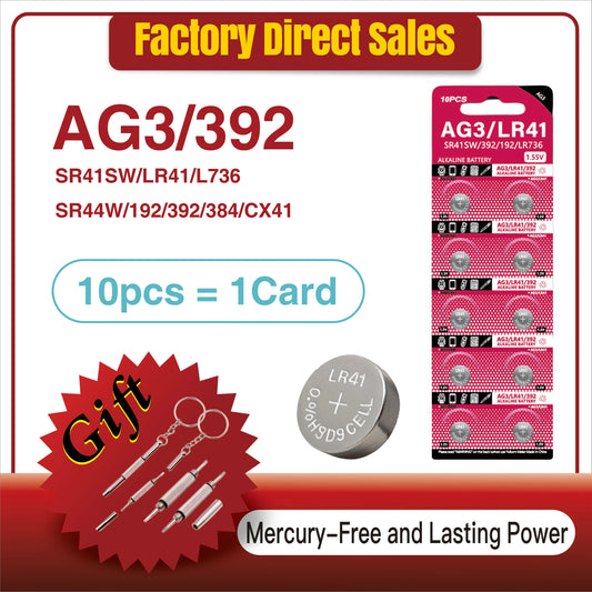 AG3 LR41 Button Batteries - Pack of 10-80 Pieces