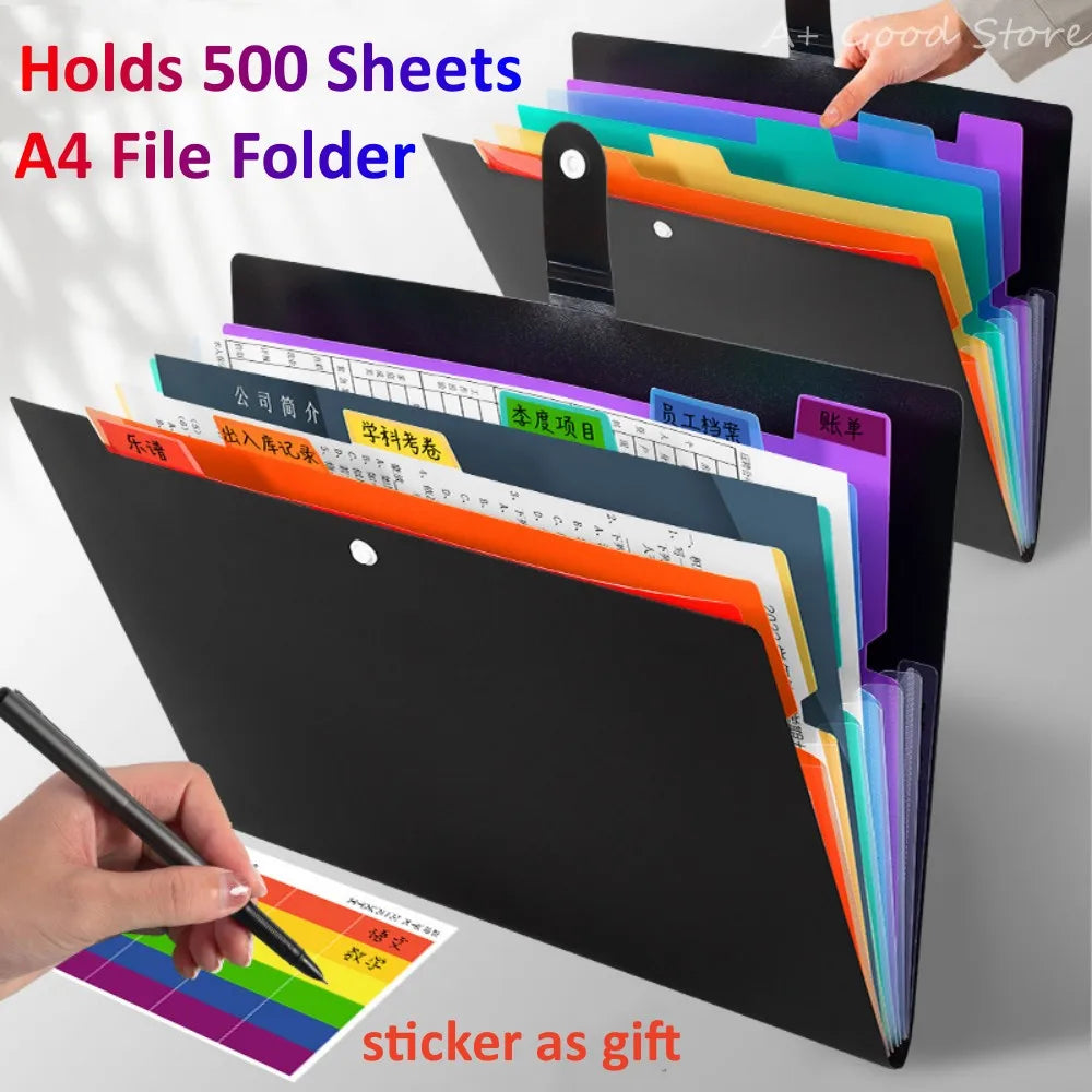 Expanding A4 File Folder Storage Bag with 7 Layers for Test Papers and Documents - Professional Organizer 