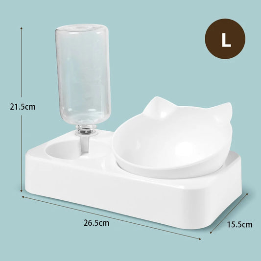 2-in-1 Pet Feeder with Automatic Water Dispenser and Stainless Steel Bowls