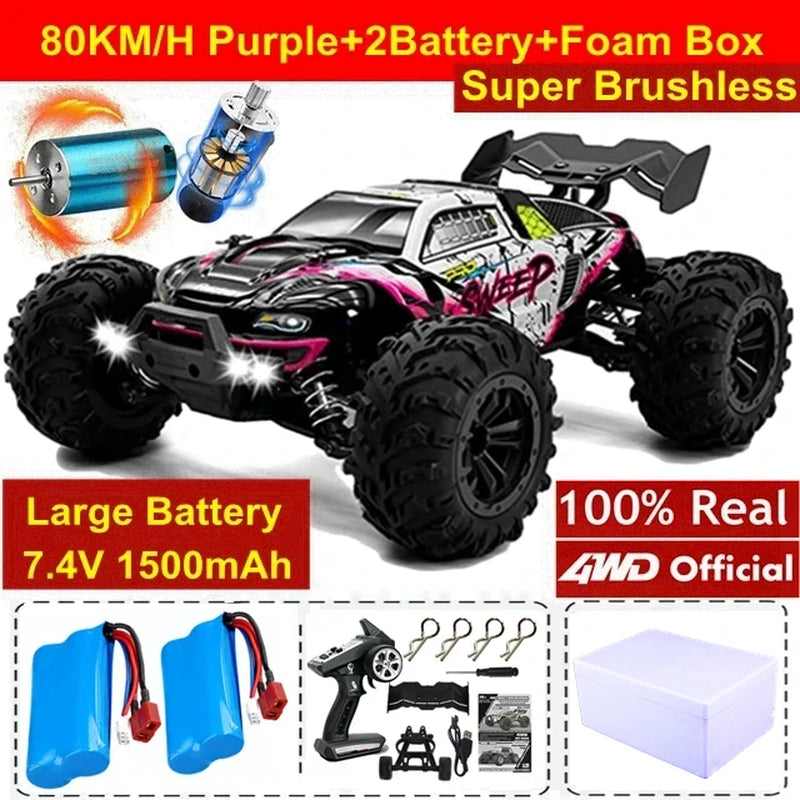 1:16 Scale High Speed RC Car for Off-Road Racing with Brushless Motor, Remote Control, and Drift Capabilities