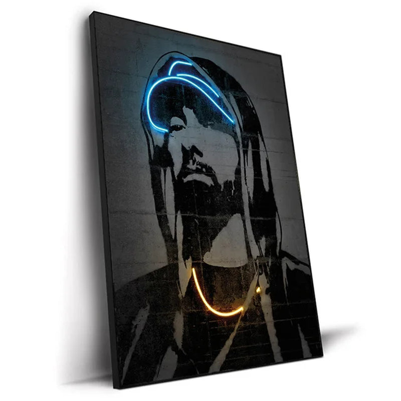 Neon Rapper Star Posters: Abstract Hip Hop Singers Wall Art Canvas Painting for Home or Bar Decor