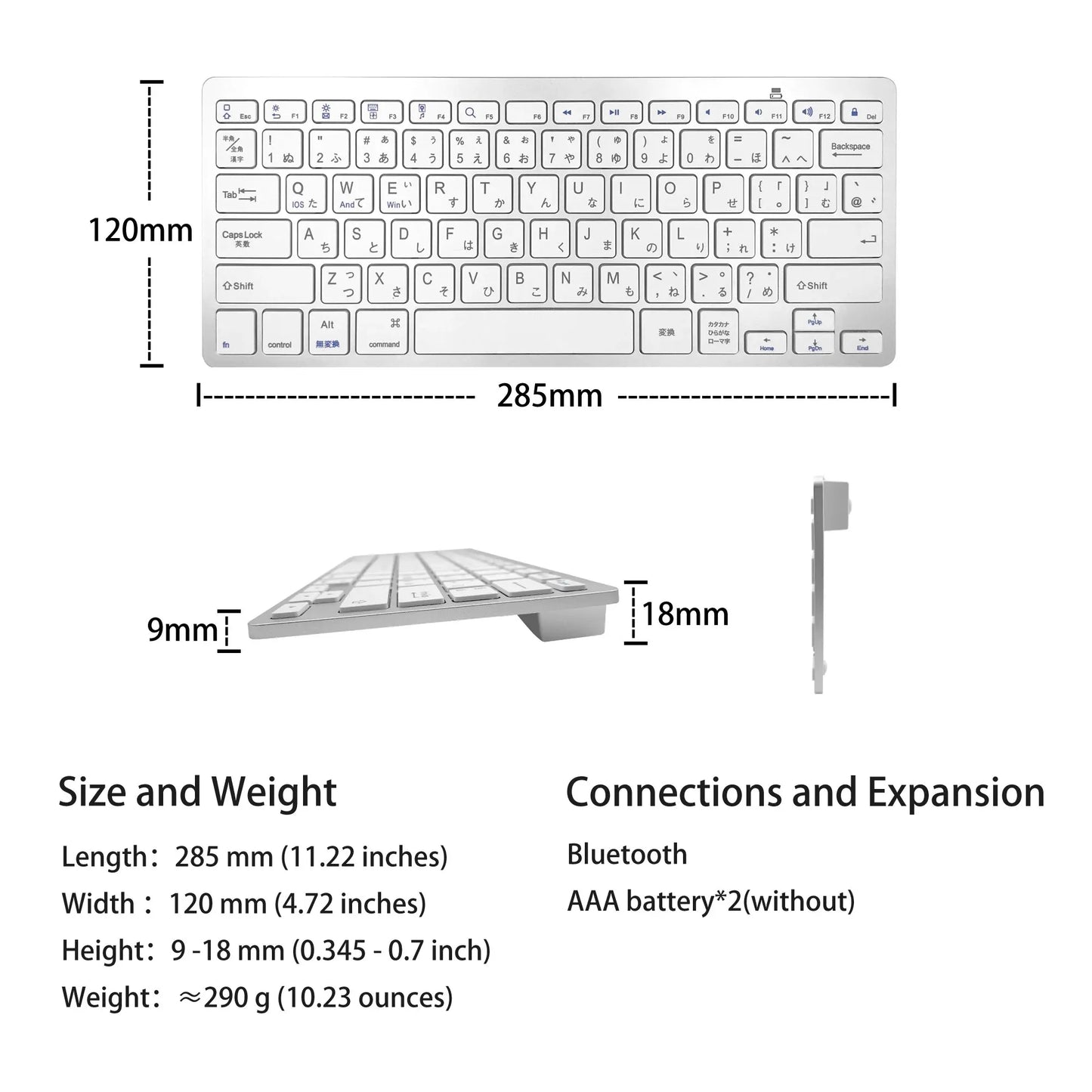 Ultra Thin Lightweight Silent Japanese Language Keyboards for Laptop, Computer, and Surface