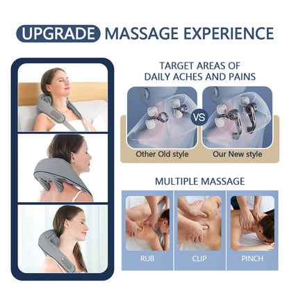 Wireless Neck and Back Massager with Shoulder Kneading Massage for Neck Cervical Relaxation