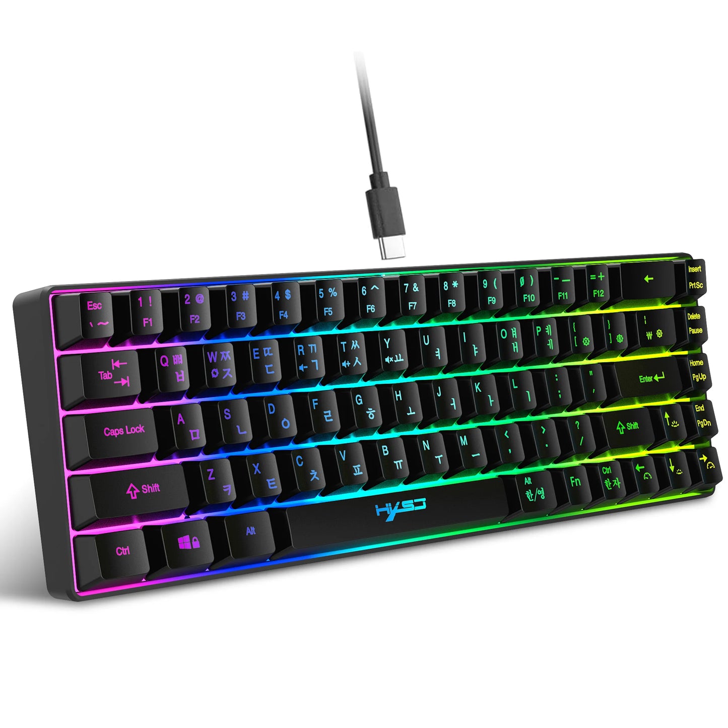 68-Key USB Wired Gaming Keyboard with 20 RGB Backlight for Windows Laptops and Computers