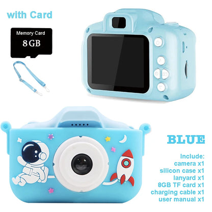 Children's Digital Camera with Cartoon Unicorn Silicone Case, Deer Astronaut Lanyard, Selfie Function, Portable Video Recording, USB Connectivity - Perfect Holiday Gifts for Boys