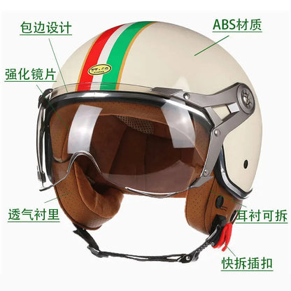 Ride in Style with this Vintage Open Face Motorcycle Helmet for Men and Women! 