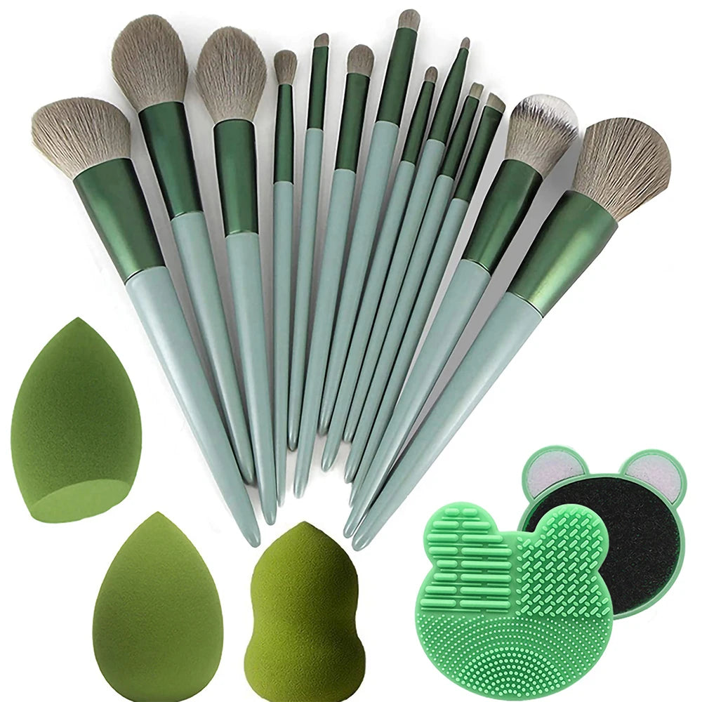 Professional 13-Piece Makeup Brush Set with Cleaning Box and Beauty Tools