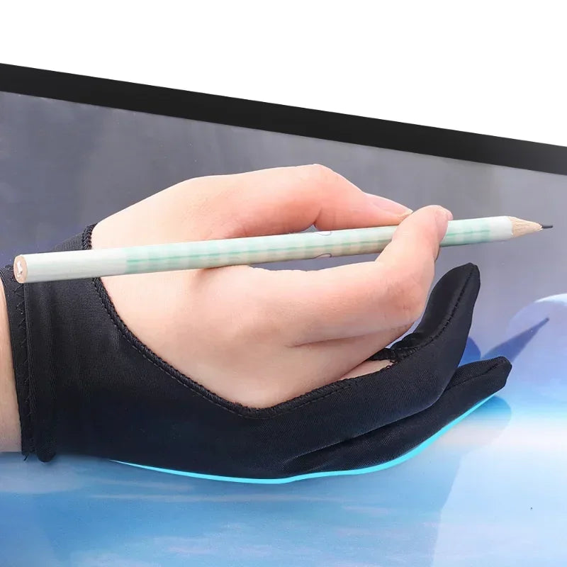 Artist Drawing Gloves with Palm Rejection for Apple iPad and Graphic Tablet - Right/Left Hand, Two Finger Design