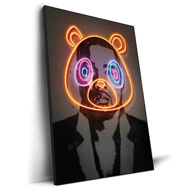 Neon Rapper Star Posters: Abstract Hip Hop Singers Wall Art Canvas Painting for Home or Bar Decor