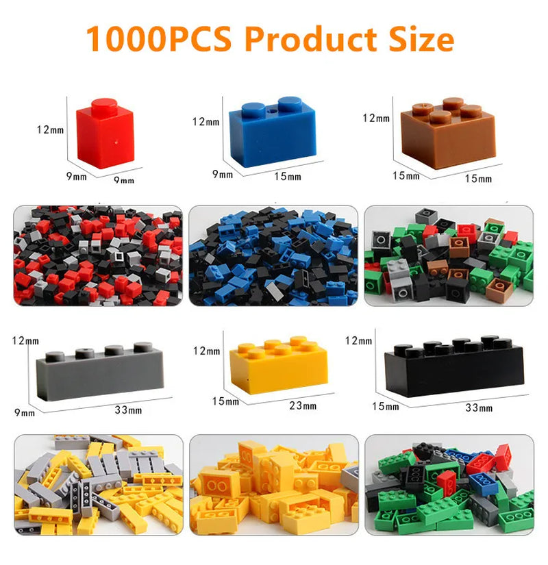 1000-Piece Urban Classic Building Blocks Set for Children's Educational DIY Projects