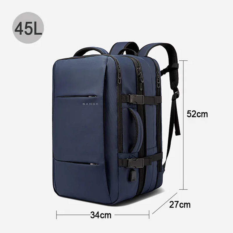 Men's Travel Business Backpack with USB Port, Expandable Design, Large Capacity for 17.3" Laptop, Waterproof and Fashionable