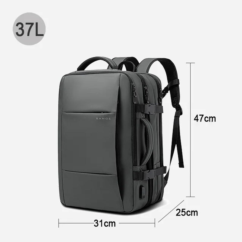 Men's Travel Business Backpack with USB Port, Expandable Design, Large Capacity for 17.3" Laptop, Waterproof and Fashionable