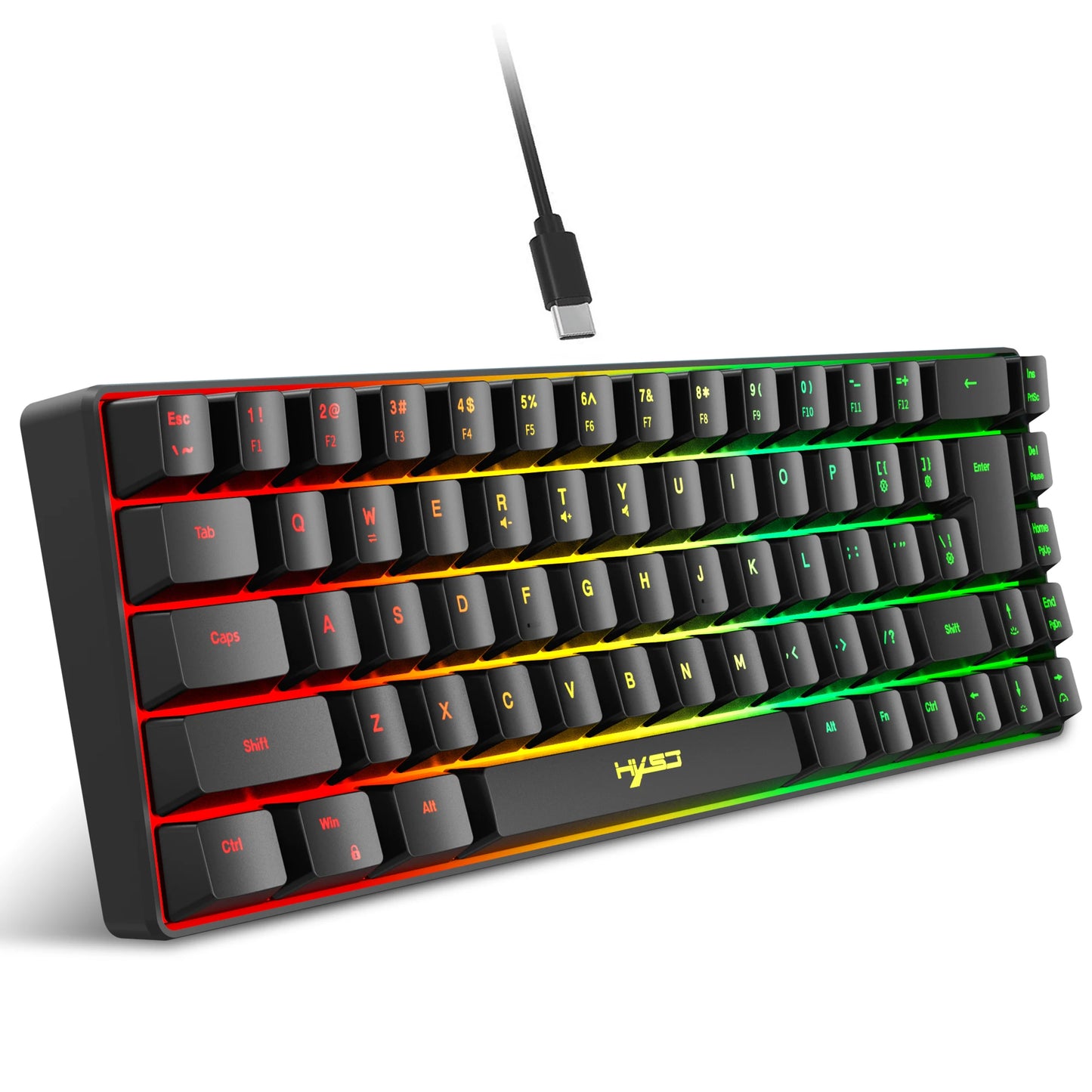 68-Key USB Wired Gaming Keyboard with 20 RGB Backlight for Windows Laptops and Computers