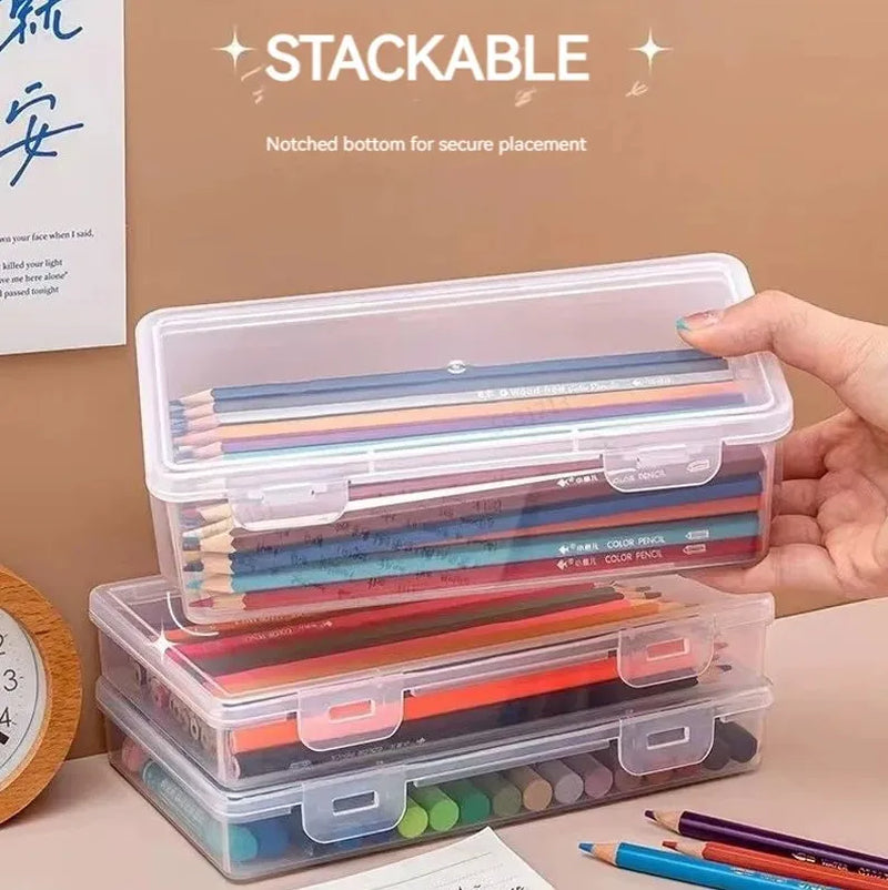 Transparent PP Material Pencil Case with Pouch for Stationery Supplies