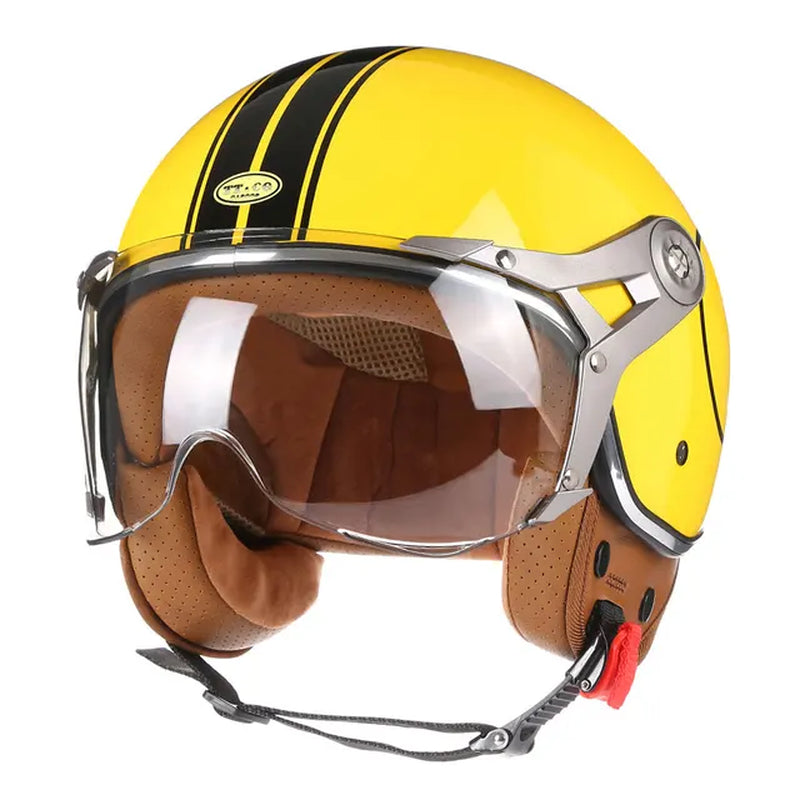 Ride in Style with this Vintage Open Face Motorcycle Helmet for Men and Women! 