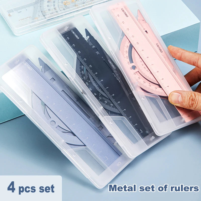 Metal Triangle Ruler Set for School and Office Use