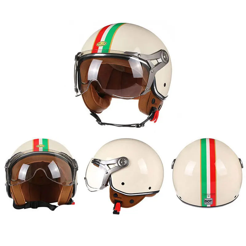 Ride in Style with this Vintage Open Face Motorcycle Helmet for Men and Women! 