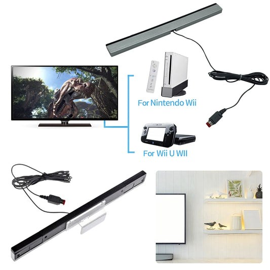 Motion Sensor Receiver with Extension Cord and Infrared Ray Sensor Bar for Nintendo Wii