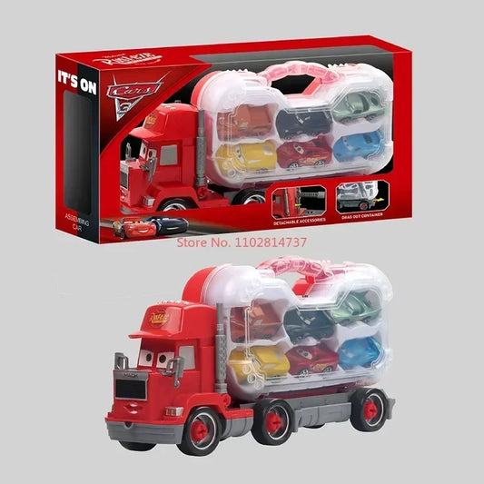 Disney Pixar Cars Lightning McQueen and Jackson Storm Pull-Back Cars Set with Mack and Uncle Truck Figures - Children's Toy Gift