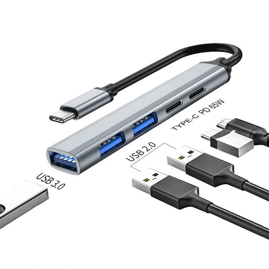 USB C Hub with 5-in-2 Ports, USB 3.0, PD 65W, OTG for Lenovo Macbook Pro - Computer Accessories