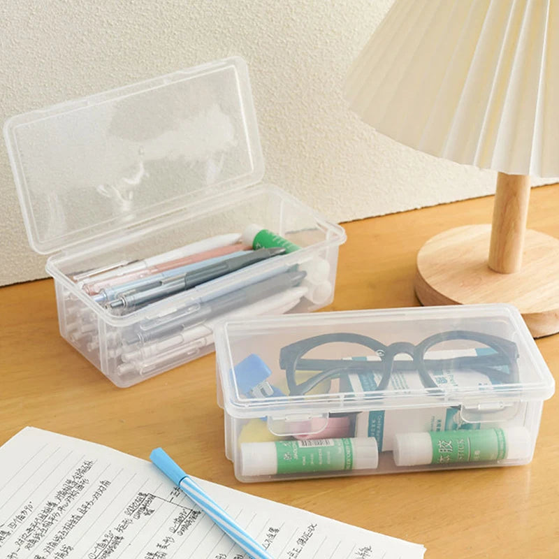 Transparent PP Material Pencil Case with Pouch for Stationery Supplies