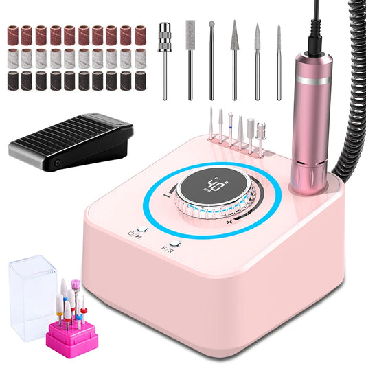 Professional Electric Nail Drill with 40000RPM Brushless Motor and Sander Set for Manicure and Pedicure - Nail Salon Polisher Equipment