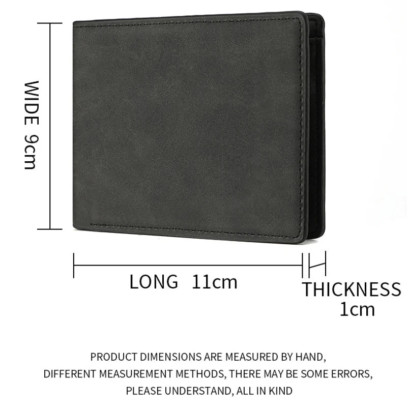 Men's Genuine PU Leather Short Zipper Wallet with Money Clip