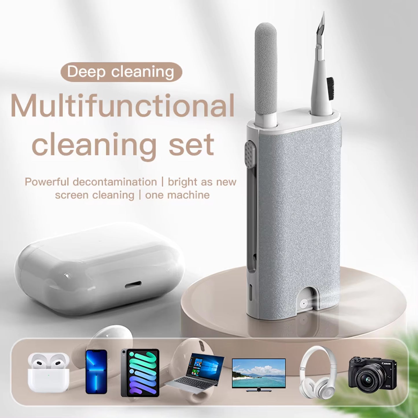 Professional title: "8-in-1 Cleaning Kit for Computer Keyboard, Earphones, Headset, iPad, Phone - Includes Cleaner Brush, Cleaning Pen, and Keycap Puller"