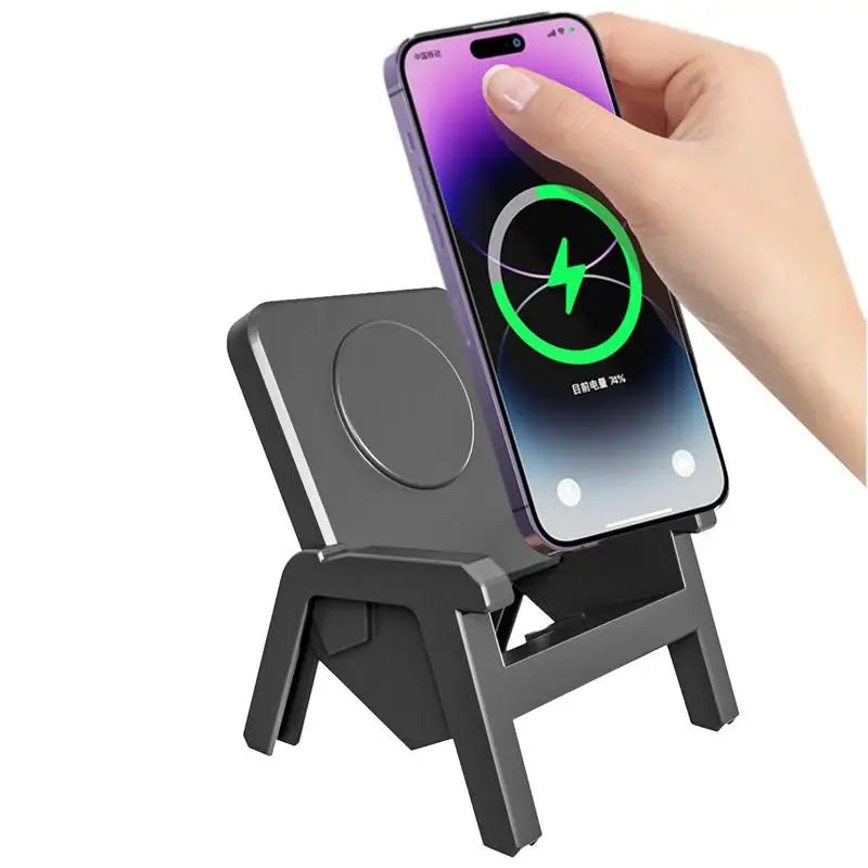 Portable Mini Chair Wireless Charger with 15W Loudspeaker - Vertical Desk Creative Gift for Mobile Phone