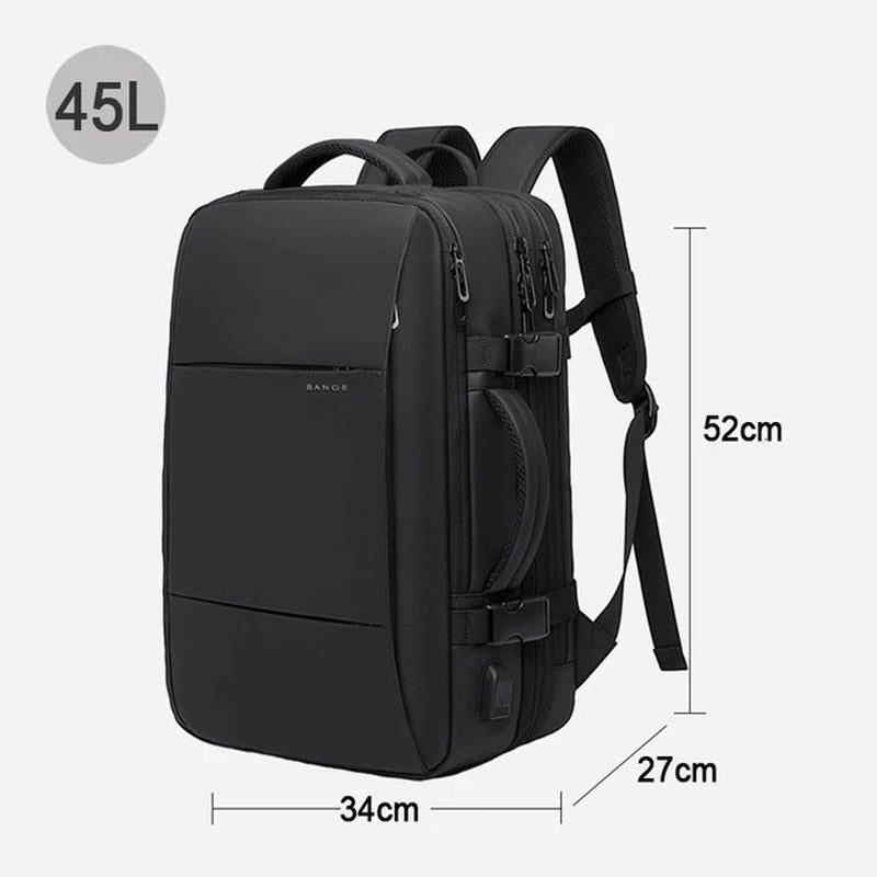 Men's Travel Business Backpack with USB Port, Expandable Design, Large Capacity for 17.3" Laptop, Waterproof and Fashionable