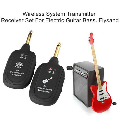 UHF Wireless Guitar System with Built-In Rechargeable Transmitter and Receiver for Musical Instruments