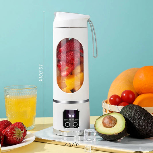 Portable USB Rechargeable Fruit Juicer Blender with Ice Crusher - 450ml, 8 Blades, 3 Gears