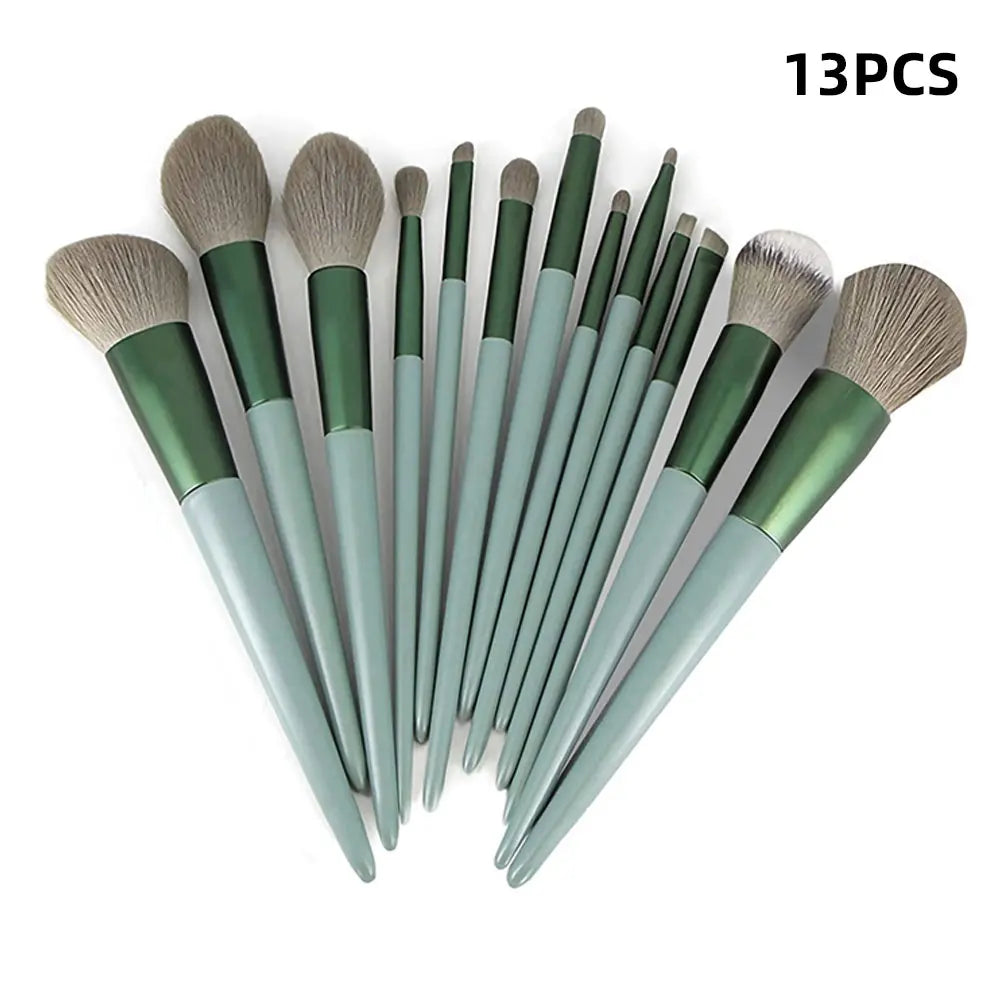 Professional 13-Piece Makeup Brush Set with Cleaning Box and Beauty Tools