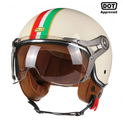 Ride in Style with this Vintage Open Face Motorcycle Helmet for Men and Women! 