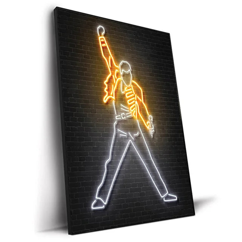 Neon Rapper Star Posters: Abstract Hip Hop Singers Wall Art Canvas Painting for Home or Bar Decor