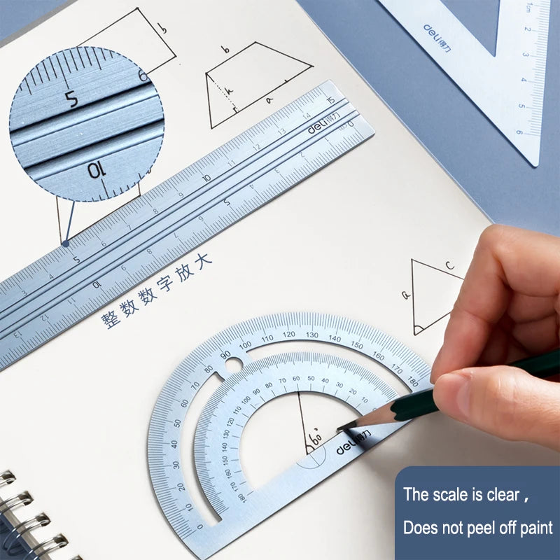 Metal Triangle Ruler Set for School and Office Use