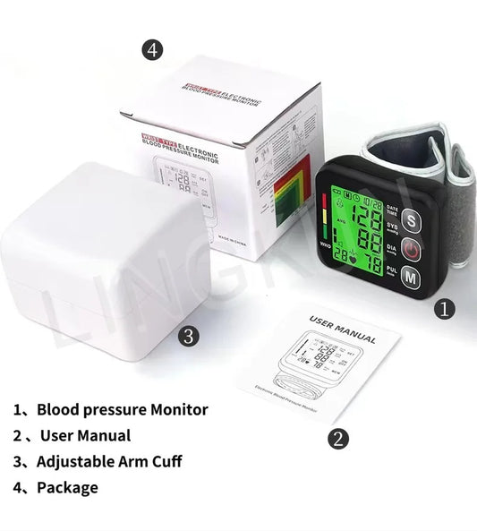 Digital Wrist Blood Pressure Monitor with English Voice and High Accuracy