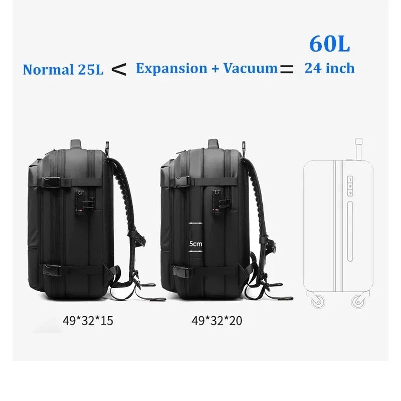 Travel Backpack with Electric Pump, Waterproof Storage, and Laptop Compartment - Expandable Casual Fashion Bag