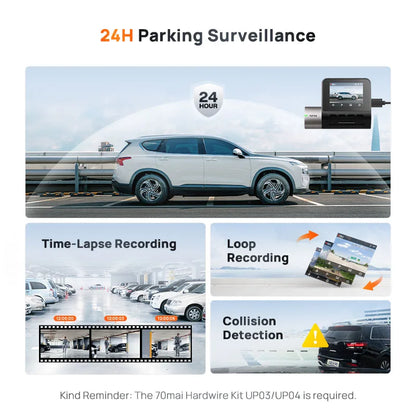 2024 A510 Dash Cam with 1944P HDR, GPS, ADAS, and 4G Connectivity - Front and Rear Cam with 24H Parking Support