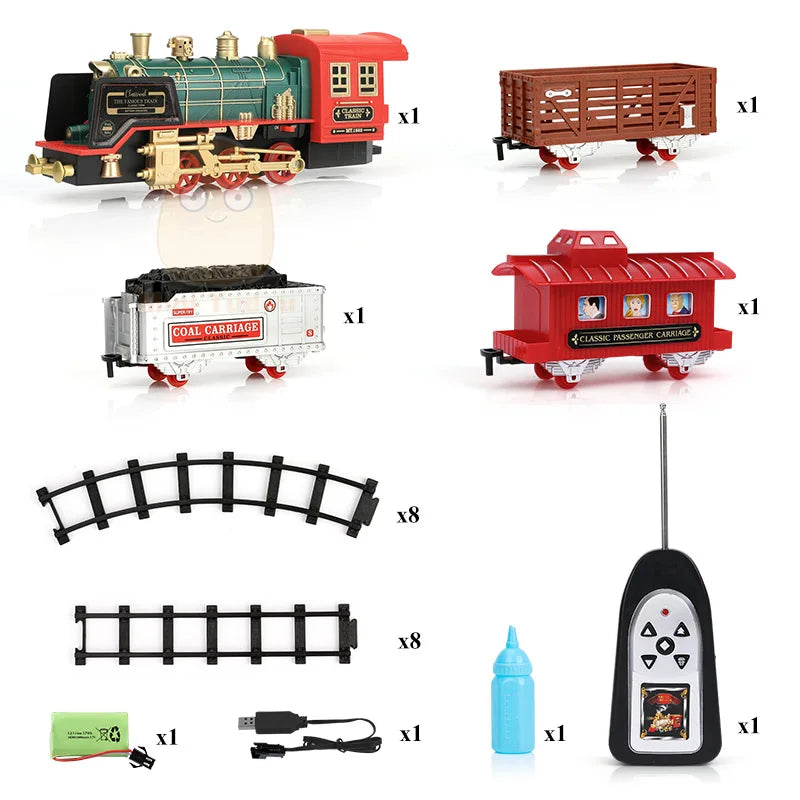 Classical Simulation Electric Railway Set with Remote Control - Educational Toy for Children