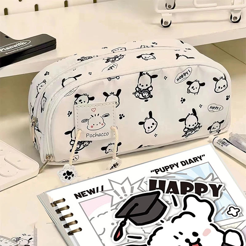 Multifunctional Large Capacity Cartoon Pencil Case with Cute Pochacco Kt Cat Printed Pattern