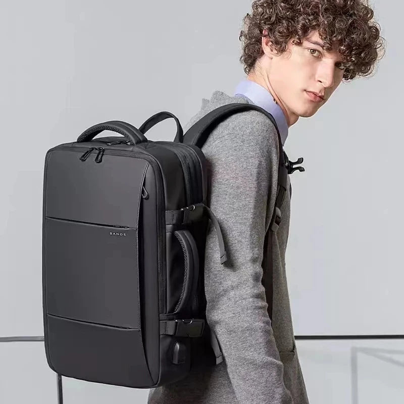 Men's Travel Business Backpack with USB Port, Expandable Design, Large Capacity for 17.3" Laptop, Waterproof and Fashionable